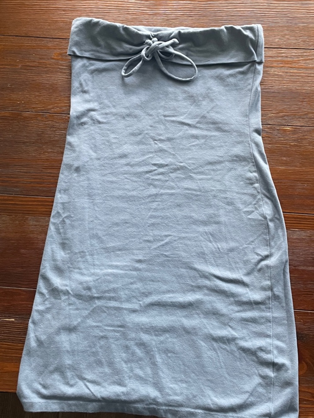 Blue Strapless Tie-Waist Tube Dress